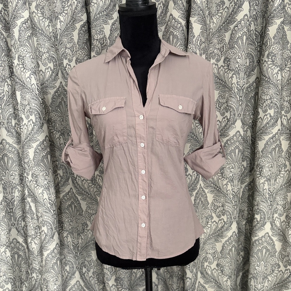 JAMES PERSE BEIGE BUTTON DOWN KNIT SIDE PANEL